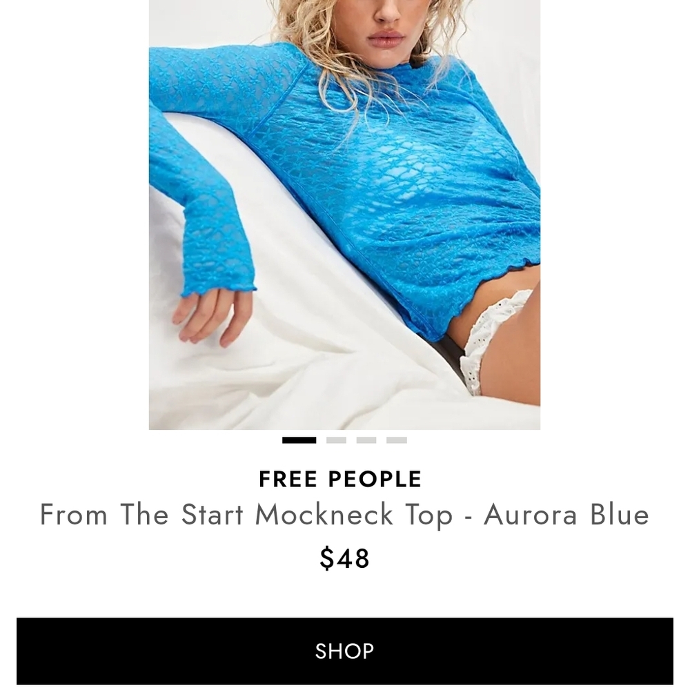 Free People From The Start Blue Lace Top - Picture 6 of 6
